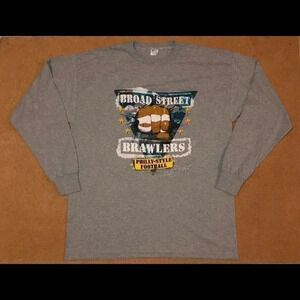 Vintage Broad Street Brawlers Football Long Sleeve Tee (Made in USA) NWOT Philly